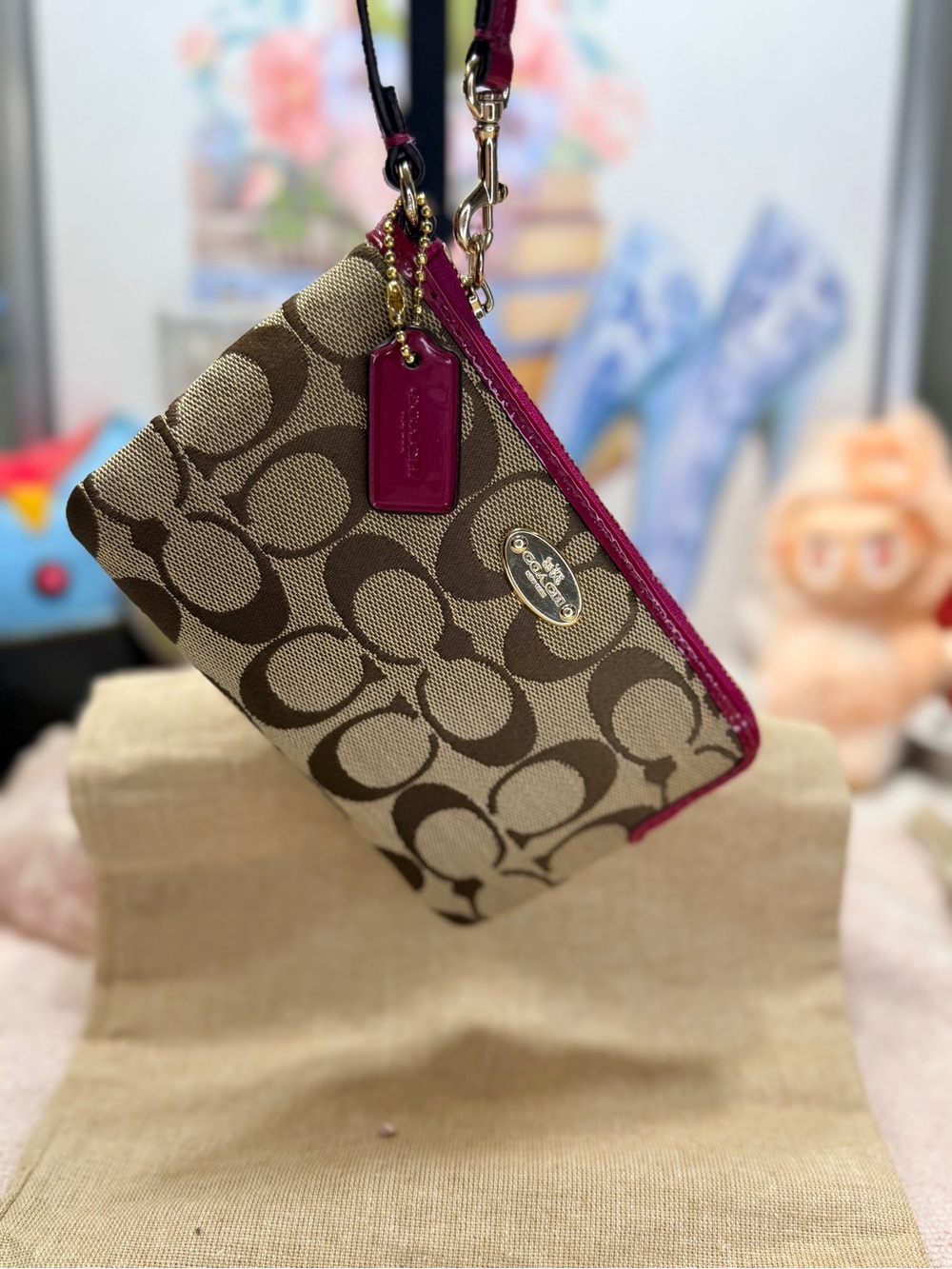Coach Corner Zip Wristlet in Signature Canvas